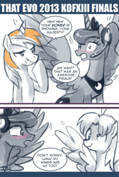 Size: 550x813 | Tagged: safe, artist:johnjoseco, derpy hooves, princess luna, oc, oc:belle eve, alicorn, pony, ask princess molestia, belle eve, comic, evo 2013, gamer luna, ponified, tumblr, wingboner