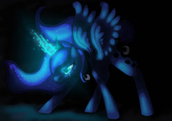 Size: 1280x907 | Tagged: dead source, safe, artist:agent-nebraska, princess luna, alicorn, pony, crying, magic, solo