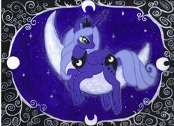 Size: 1755x1275 | Tagged: safe, artist:equestriapaintings, princess luna, alicorn, pony, moon, photo, s1 luna, solo, traditional art