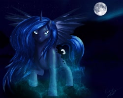 Size: 3000x2400 | Tagged: safe, artist:phantomstar-wolf7, princess luna, alicorn, pony, female, horn, mare, simple background, solo