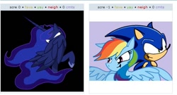 Size: 533x287 | Tagged: safe, princess luna, rainbow dash, alicorn, pegasus, pony, exploitable meme, juxtaposition, juxtaposition win, meme, sonic the hedgehog, sonic the hedgehog (series)