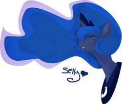 Size: 1166x1000 | Tagged: safe, artist:sellyinwonderland, princess luna, alicorn, pony, bust, eyes closed, simple background, solo