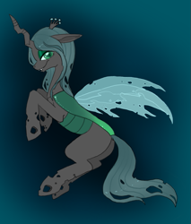 Size: 555x652 | Tagged: safe, artist:lalucca, artist:xenobot, queen chrysalis, changeling, changeling queen, female
