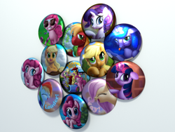 Size: 2000x1500 | Tagged: safe, artist:deathpwny, applejack, big macintosh, fluttershy, pinkie pie, princess luna, rainbow dash, rarity, twilight sparkle, oc, oc:canni soda, alicorn, earth pony, pegasus, pony, unicorn, button, buttons, male, stallion