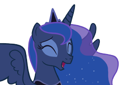 Size: 1300x900 | Tagged: safe, artist:shynies, princess luna, alicorn, pony, bust, eyes closed, happy, laughing, simple background, solo, transparent background