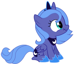 Size: 964x829 | Tagged: safe, artist:lightningbolt, princess luna, alicorn, pony, cute, filly, frown, looking up, nose wrinkle, scrunchy face, simple background, sitting, solo, transparent background, vector, woona