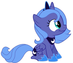 Size: 5000x4303 | Tagged: safe, artist:lightningbolt, princess luna, alicorn, pony, absurd resolution, cute, filly, happy, simple background, sitting, solo, transparent background, vector, woona