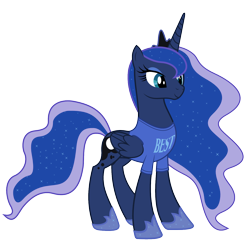 Size: 1500x1457 | Tagged: safe, artist:alexiy777, edit, idw, princess luna, alicorn, pony, spoiler:comic, spoiler:comic09, best pony, clothes, idw showified, magic shirt, simple background, solo, t-shirt, transparent background, vector