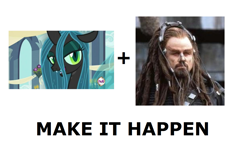 Size: 1337x796 | Tagged: safe, queen chrysalis, changeling, changeling queen, battlefield earth, exploitable meme, female, make it happen, meta