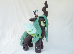 Size: 1024x768 | Tagged: safe, artist:wild-hearts, queen chrysalis, changeling, changeling queen, female, frown, irl, photo, plushie, solo, standing