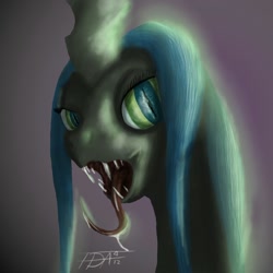 Size: 1000x1000 | Tagged: safe, artist:feralblooddragon, artist:tattertailart, queen chrysalis, changeling, changeling queen, female