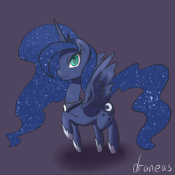 Size: 900x900 | Tagged: safe, artist:draneas, princess luna, alicorn, pony, chibi, cute, simple background, solo