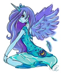 Size: 802x960 | Tagged: safe, artist:phaedradormen, princess luna, horned humanization, humanized, solo, winged humanization