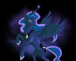 Size: 1469x1168 | Tagged: safe, artist:arube, princess luna, alicorn, pony, female, horn, mare, simple background, solo