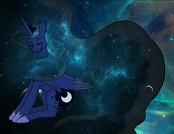 Size: 1280x987 | Tagged: safe, artist:eritnger1000, princess luna, alicorn, pony, female, horn, mare, solo, space