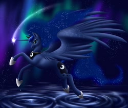 Size: 800x674 | Tagged: safe, artist:the13thblackcat, princess luna, alicorn, pony, female, horn, mare, simple background, solo