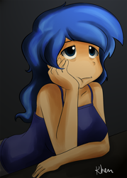 Size: 1000x1400 | Tagged: safe, artist:kprovido, princess luna, bored, humanized, solo