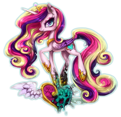 Size: 848x822 | Tagged: safe, artist:cizu, princess cadance, queen chrysalis, alicorn, changeling, changeling queen, pony, disguise, disguised changeling, duality, fake cadance