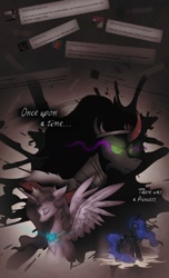 Size: 910x1500 | Tagged: safe, artist:wiggles, king sombra, princess luna, oc, alicorn, pony, umbrum, alicorn oc, ask, ask king sombra, flashback, princess, tumblr