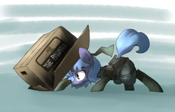 Size: 1500x967 | Tagged: safe, artist:toki, princess luna, alicorn, pony, box, konami, metal gear, metal gear solid, parody, pixiv, solo