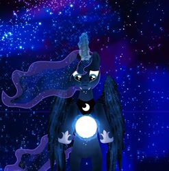 Size: 1884x1907 | Tagged: safe, artist:oliminor, princess luna, alicorn, pony, magic, moon, moon work, sad, solo