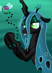 Size: 2480x3507 | Tagged: safe, artist:ls820720, queen chrysalis, changeling, changeling queen, parasprite, female, high res