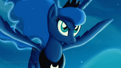 Size: 600x337 | Tagged: safe, artist:feujenny07, princess luna, alicorn, pony, children of the night, female, horn, mare, solo