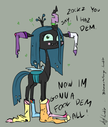 Size: 1270x1500 | Tagged: safe, artist:atryl, queen chrysalis, changeling, changeling queen, clothes, cute, cutealis, female, socks