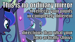 Size: 774x436 | Tagged: safe, princess luna, alicorn, pony, equestria girls, animation error, female, horn, image macro, mare