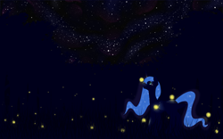 Size: 1920x1200 | Tagged: safe, artist:geomancing, princess luna, alicorn, firefly (insect), pony, dark, glow, night, solo, stars