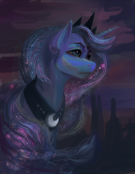 Size: 1800x2320 | Tagged: safe, artist:roverstate, princess luna, alicorn, pony, dark, profile, solo