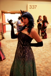 Size: 2480x3720 | Tagged: safe, artist:itsy-britzy, princess luna, human, 2013, bronycon, clothes, cosplay, dress, evening gloves, irl, irl human, photo, solo