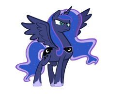 Size: 3200x2519 | Tagged: safe, artist:9x18, princess luna, alicorn, pony, season 4, frown, glare, simple background, solo, spread wings, stern, transparent background, vector