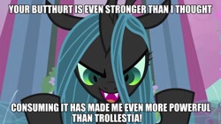 Size: 960x539 | Tagged: safe, queen chrysalis, changeling, changeling queen, caption, female, image macro, trollestia