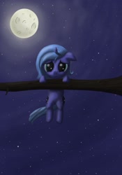 Size: 2100x3000 | Tagged: safe, artist:mindfl0w, princess luna, alicorn, pony, filly, hang in there, night, solo, woona