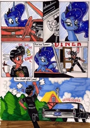 Size: 1280x1814 | Tagged: safe, artist:newyorkx3, princess luna, human, angry, car, comic, stealing, traditional art