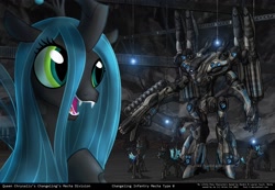 Size: 1600x1107 | Tagged: safe, artist:foxi-5, queen chrysalis, changeling, changeling queen, female, giant robot, mecha