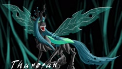 Size: 1600x900 | Tagged: dead source, safe, artist:tharesan, queen chrysalis, changeling, changeling queen, female