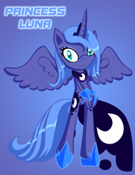 Size: 1274x1648 | Tagged: safe, artist:cindythehedgehog, princess luna, anthro, unguligrade anthro, s1 luna, solo, sonic the hedgehog (series), sonicified, style emulation