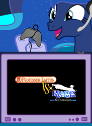 Size: 563x769 | Tagged: safe, princess luna, alicorn, pony, ace attorney, exploitable meme, gamer luna, meme, obligatory pony, professor layton, professor layton vs ace attorney, tv meme