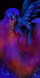 Size: 1802x3469 | Tagged: dead source, safe, artist:kaliptro, princess luna, alicorn, pony, crying, flying, solo