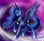 Size: 2700x2500 | Tagged: safe, artist:renokim, princess luna, alicorn, pony, absurd resolution, crown, dream walker luna, ethereal mane, eyelashes, female, green eyes, hoof shoes, horn, jewelry, night, purple background, regalia, signature, simple background, smiling, solo, sparkles, spread wings, stars, wings