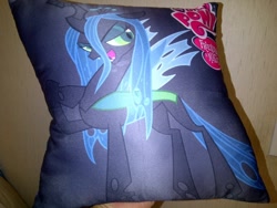 Size: 1024x768 | Tagged: safe, queen chrysalis, changeling, changeling queen, female, photo, pillow