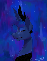 Size: 900x1165 | Tagged: safe, artist:ellamred, princess luna, alicorn, pony, crying, female, horn, mare, solo