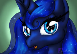 Size: 1024x724 | Tagged: safe, artist:novabrush, princess luna, alicorn, pony, portrait, solo, watermark