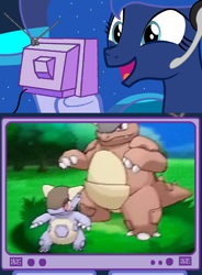 Size: 560x762 | Tagged: safe, princess luna, alicorn, pony, exploitable meme, gamer luna, happy, kangaskhan, mega evolution, mega kangaskhan, meme, obligatory pony, pokémon, pokémon x and y, tv meme