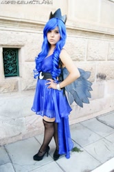 Size: 638x960 | Tagged: safe, artist:chiipichan, princess luna, human, clothes, cosplay, dress, high heels, irl, irl human, photo, solo, wings