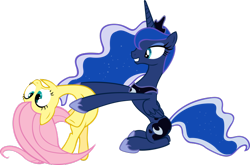 Size: 900x593 | Tagged: safe, artist:ryanthebrony, fluttershy, princess luna, alicorn, pegasus, pony, simple background, transparent background, vector