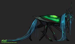 Size: 916x537 | Tagged: dead source, safe, artist:hitsujifox, queen chrysalis, changeling, changeling queen, cockroach, insect, black background, female, realistic, simple background, six legs, solo