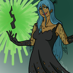 Size: 600x600 | Tagged: dead source, safe, artist:selene-okiku, queen chrysalis, human, horn wand, humanized, wand